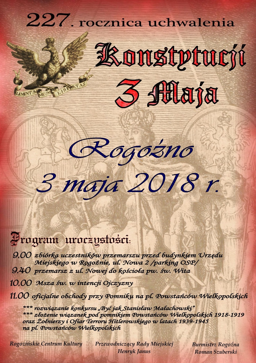 obchody 3 maja w rogoznie plakat