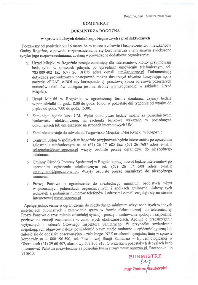 gmina rogozno koronawirus