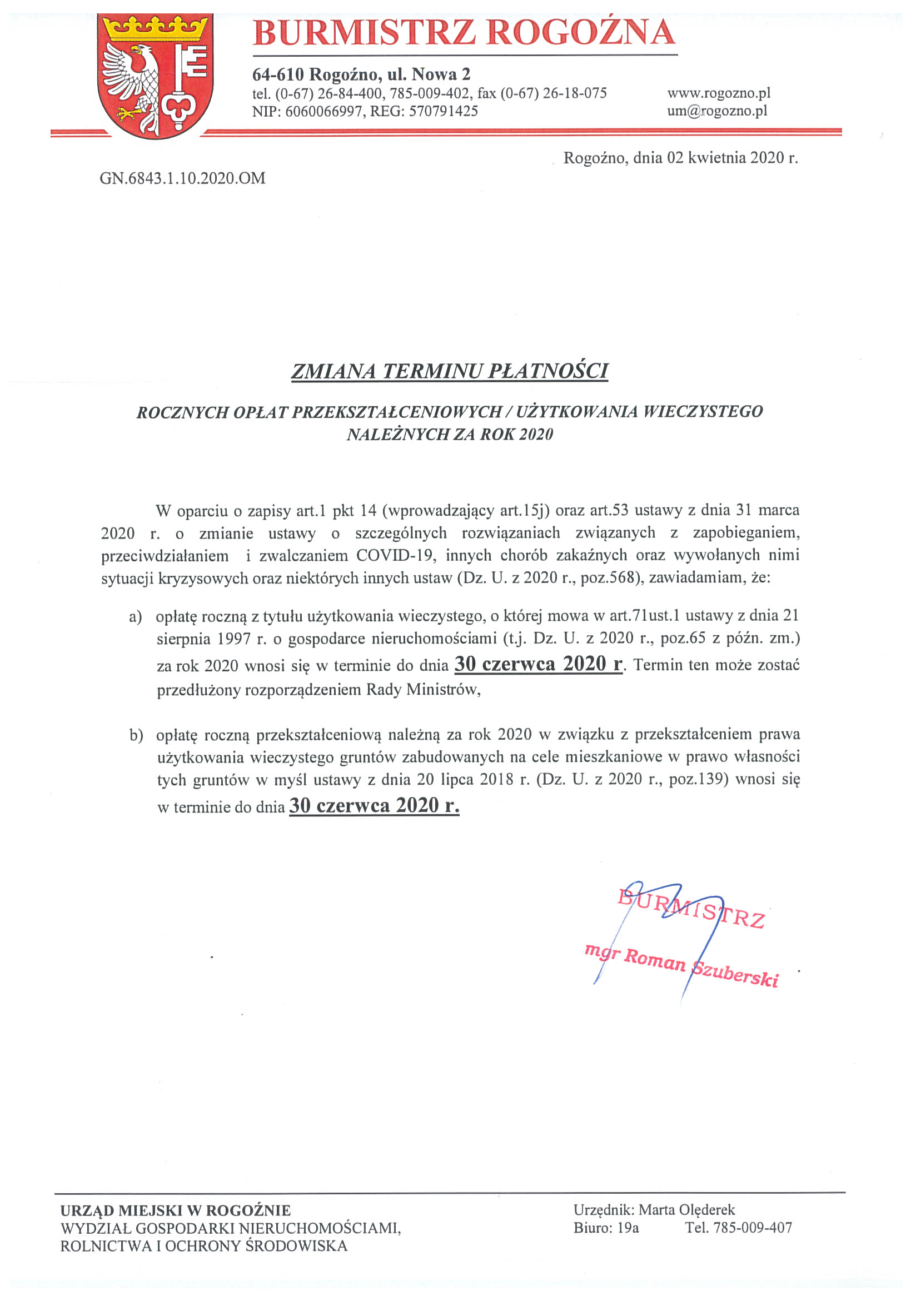 zmiana terminu