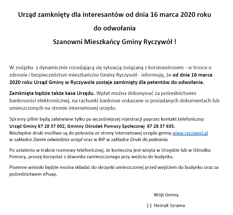 gmina ryczywol zamkniety urzad