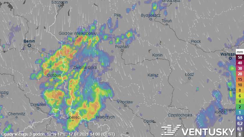 ventusky rain 3h 20210717t1200 52n17e