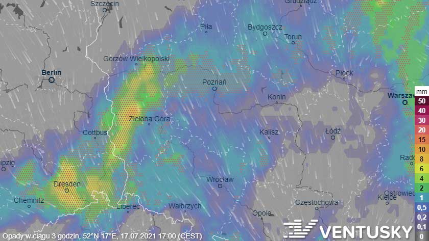 ventusky rain 3h 20210717t1500 52n17e