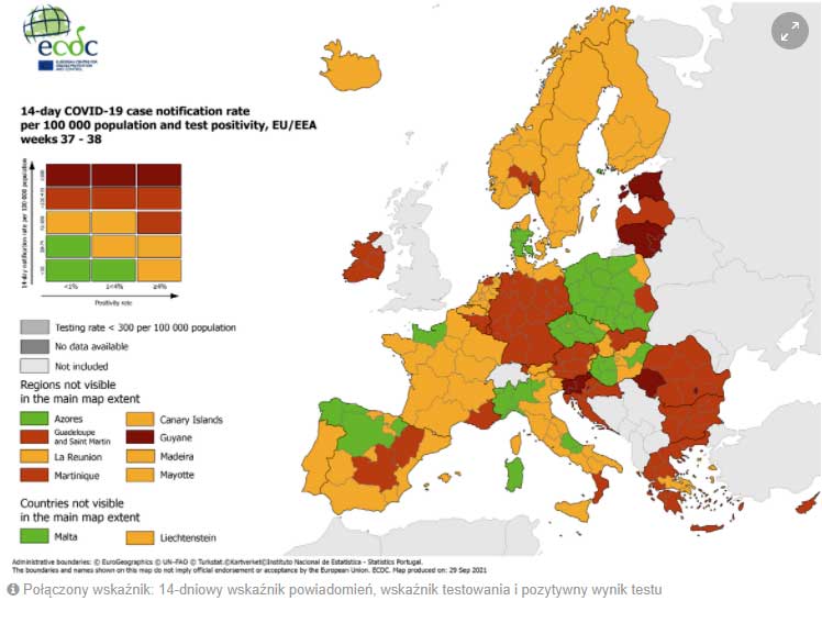 zakażenia covid UE