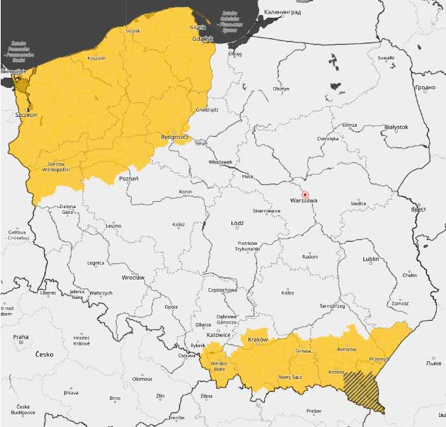 mapa opady sniegu