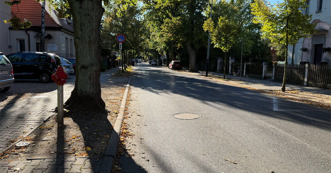 zniszczone przez samochody niezabetonowane pobocza